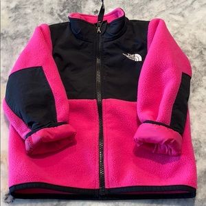 North Face full zip fleece pink/black S 18-24 mo.